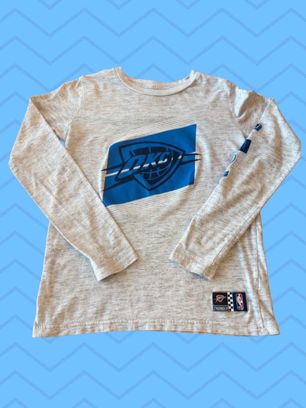 NBA Oklahoma City Thunder Boys Long Sleeve Shirt Gray Size 10/12